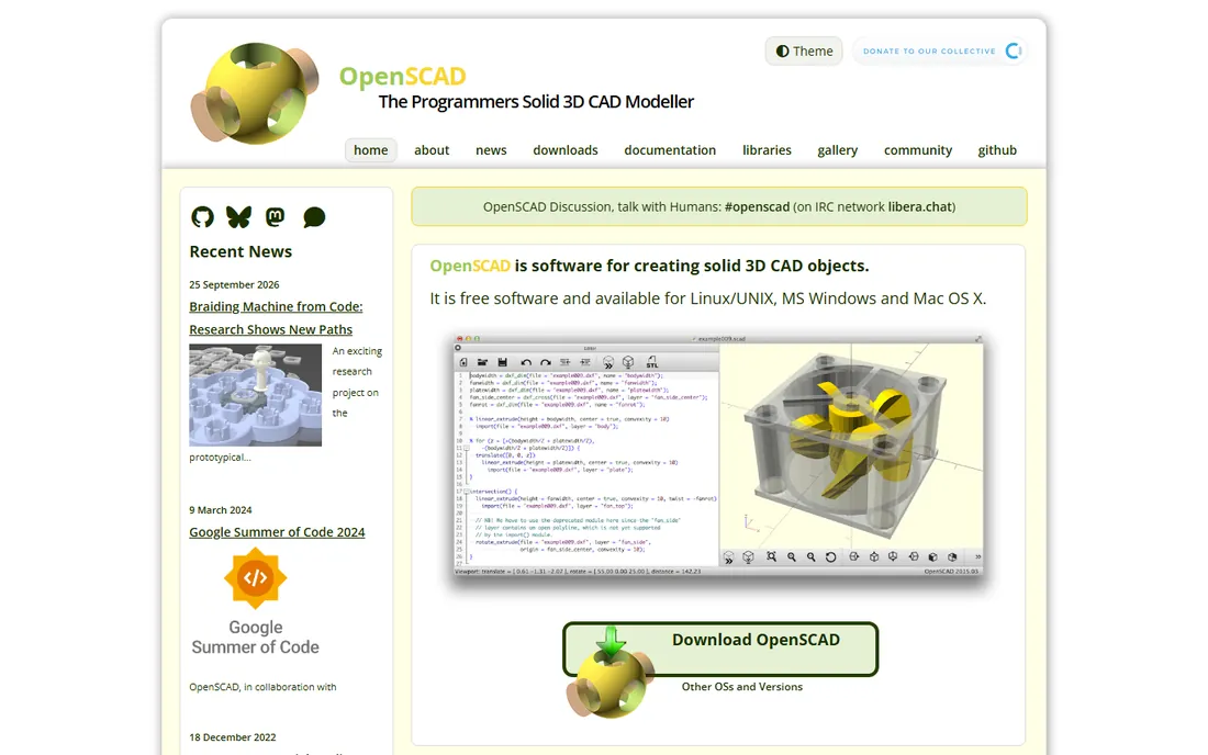 OpenSCAD homepage