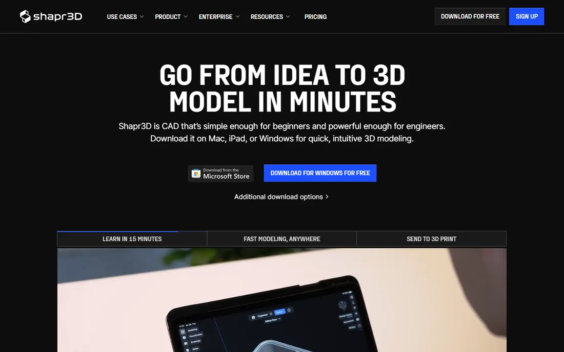 Shapr3D homepage