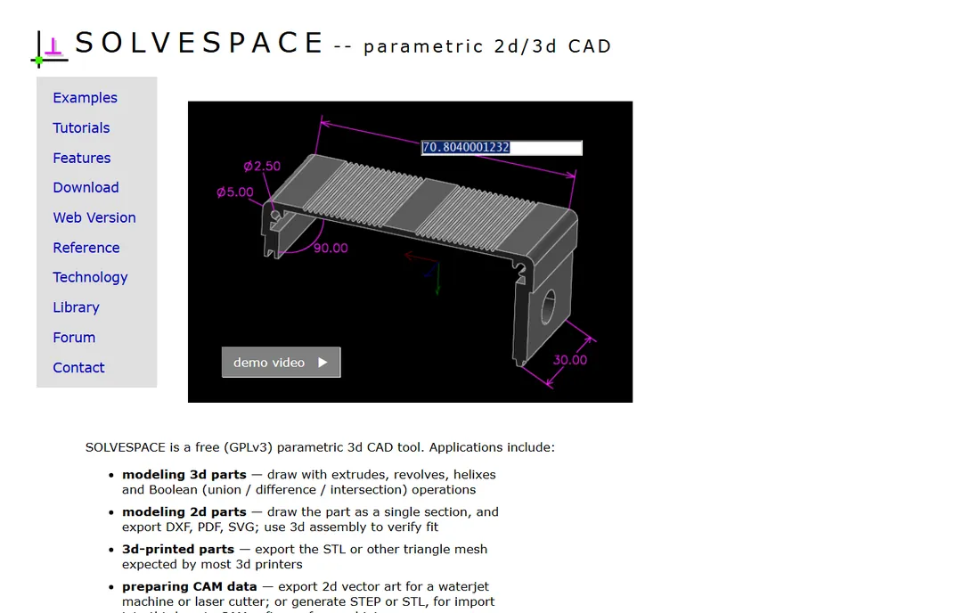 SolveSpace homepage