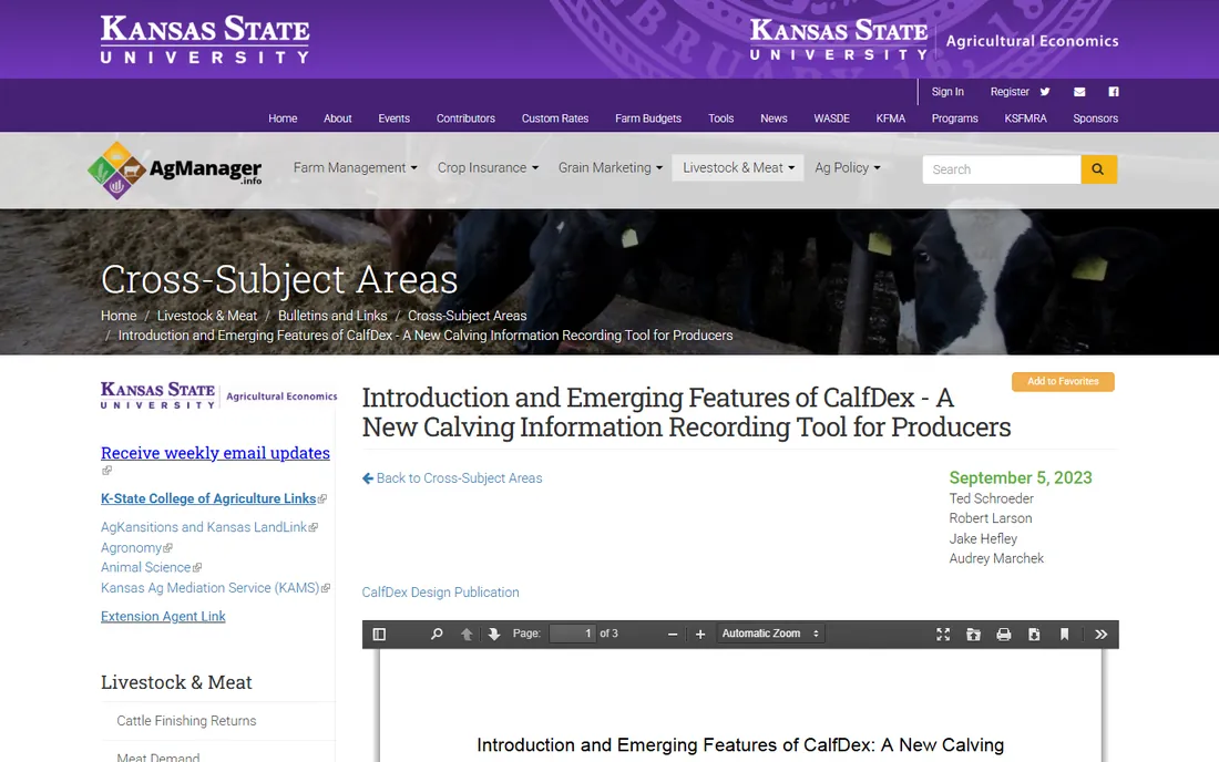 CalfDex homepage