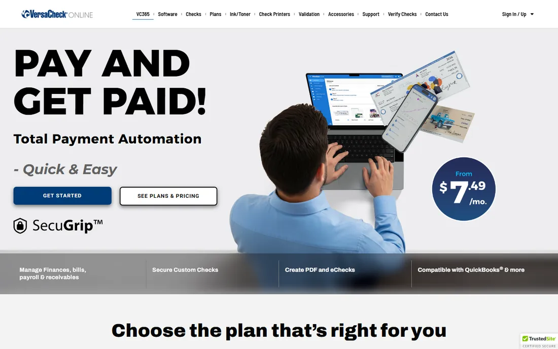 VersaCheck homepage