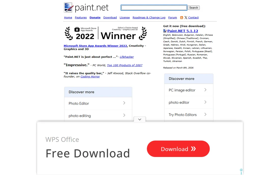 Paint.NET homepage