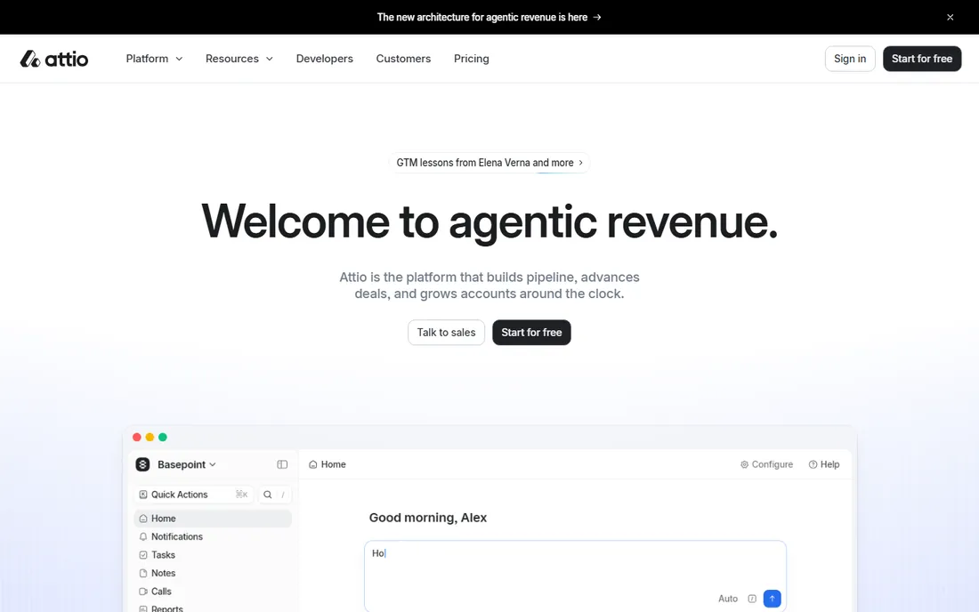 Attio homepage