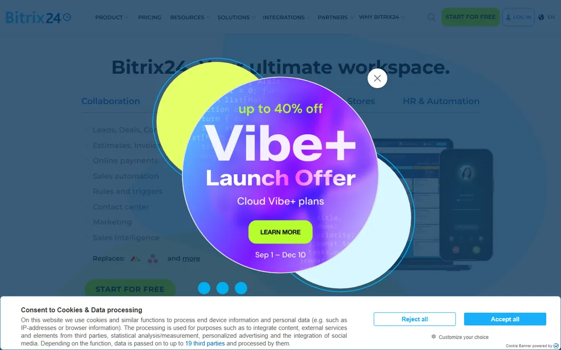 Bitrix24 homepage