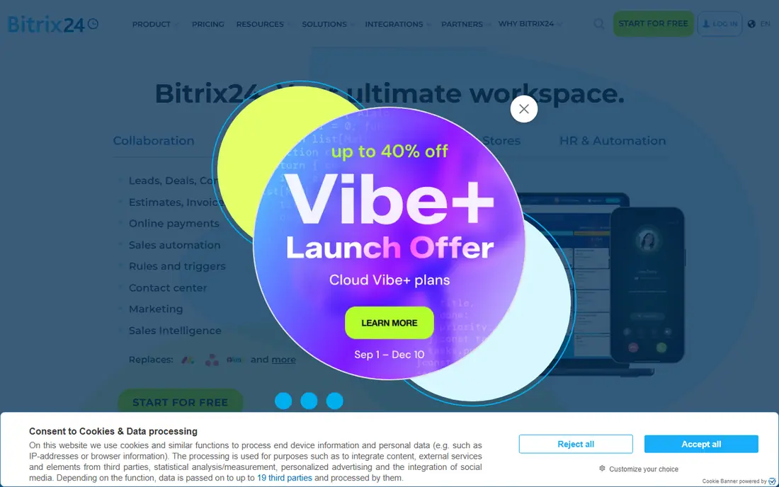 Bitrix24 homepage