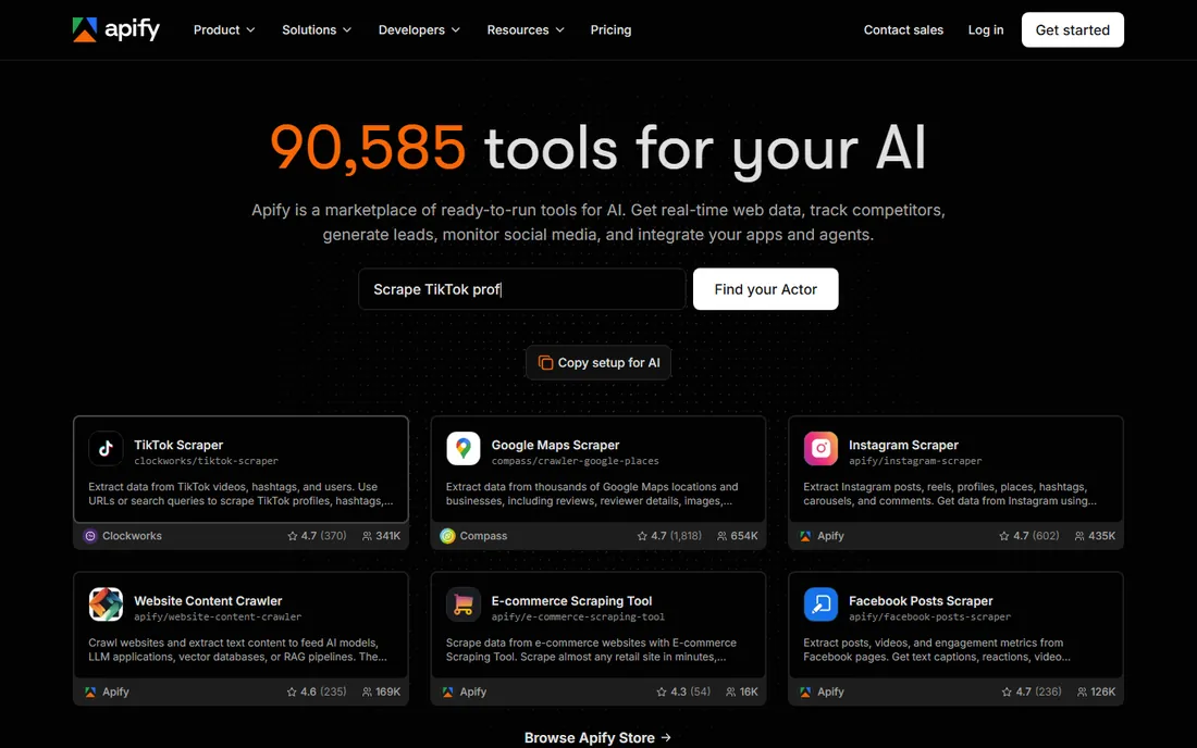Apify homepage