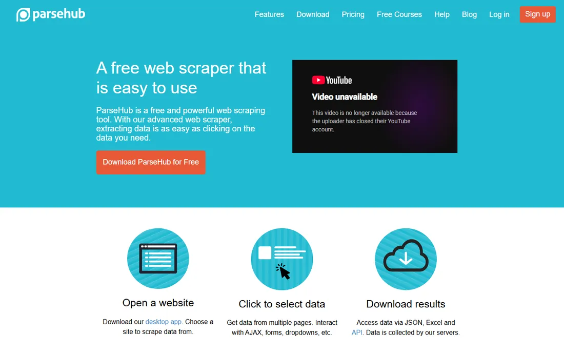 ParseHub homepage