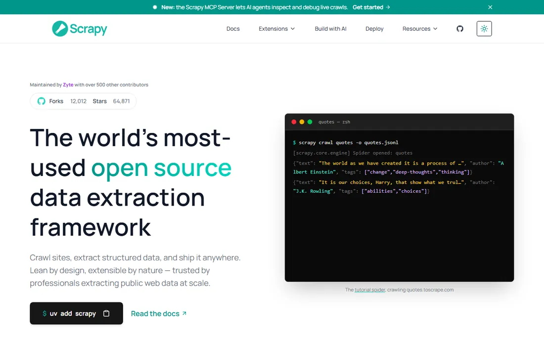 Scrapy homepage