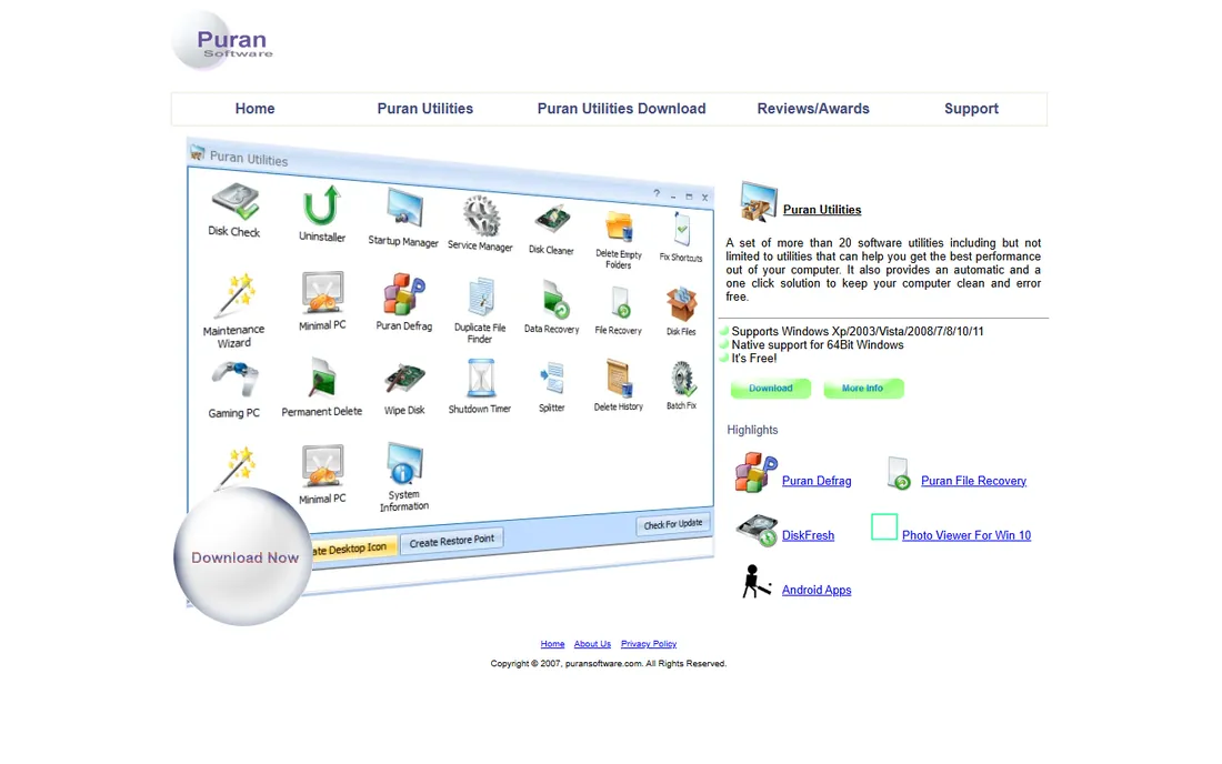 Puran Defrag homepage