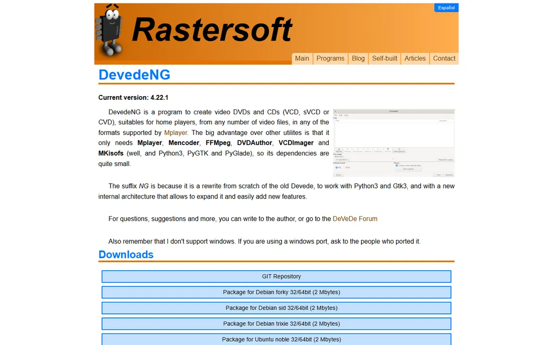 DeVeDe NG homepage
