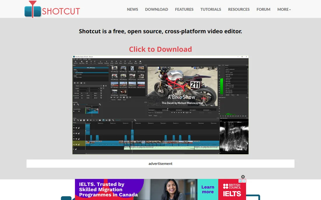 Shotcut homepage