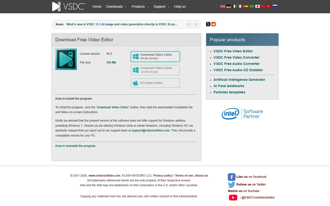 VSDC homepage