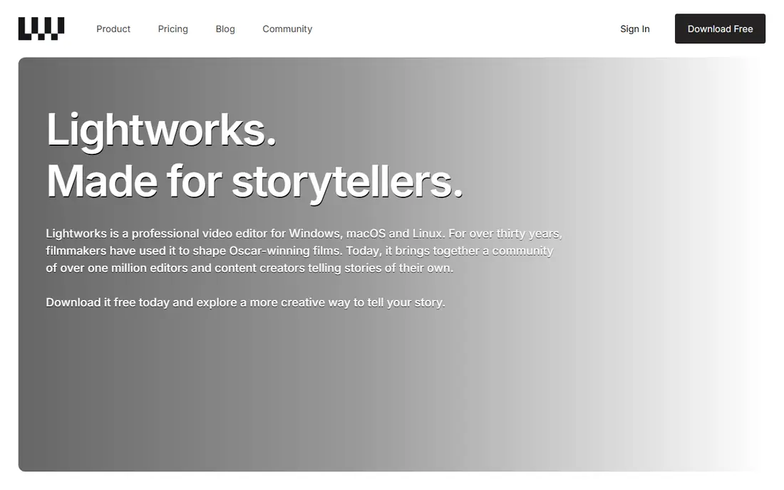 Lightworks homepage
