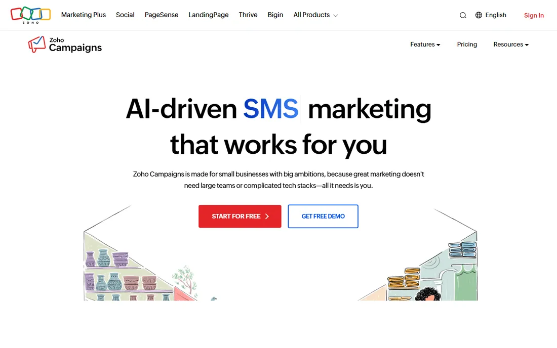 Zoho Campaigns homepage