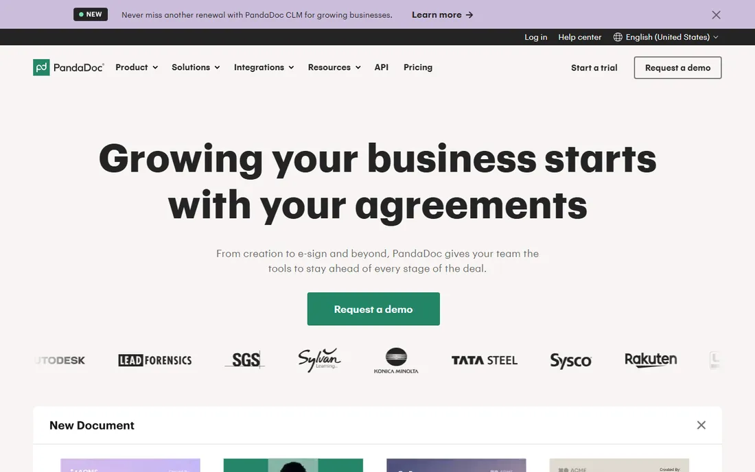 PandaDoc homepage