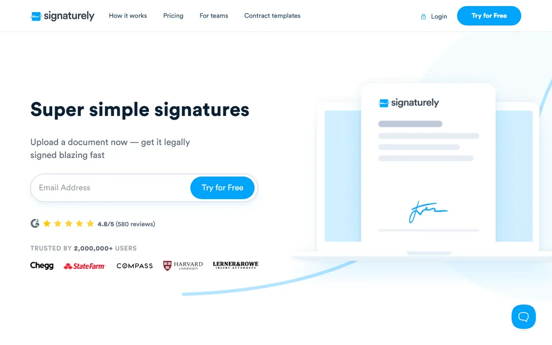 Signaturely homepage