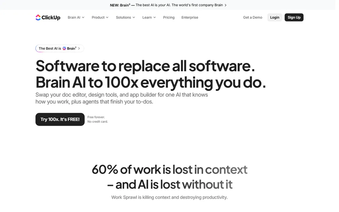 ClickUp homepage