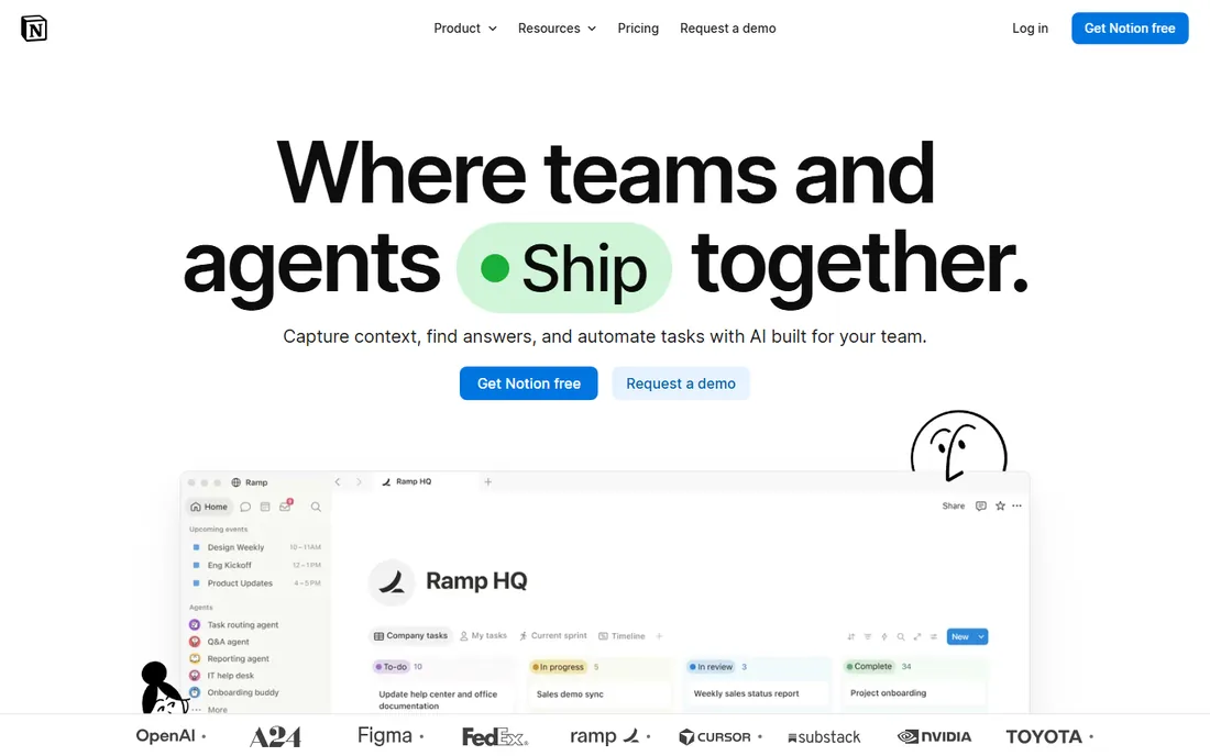 Notion homepage