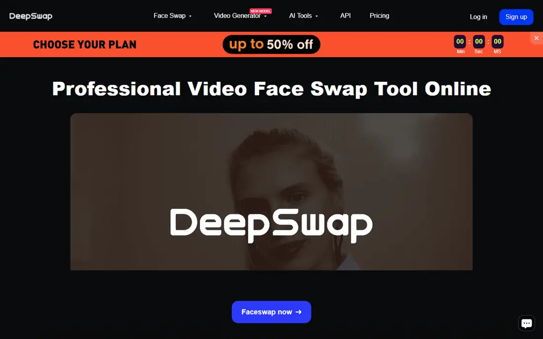 DeepSwap homepage