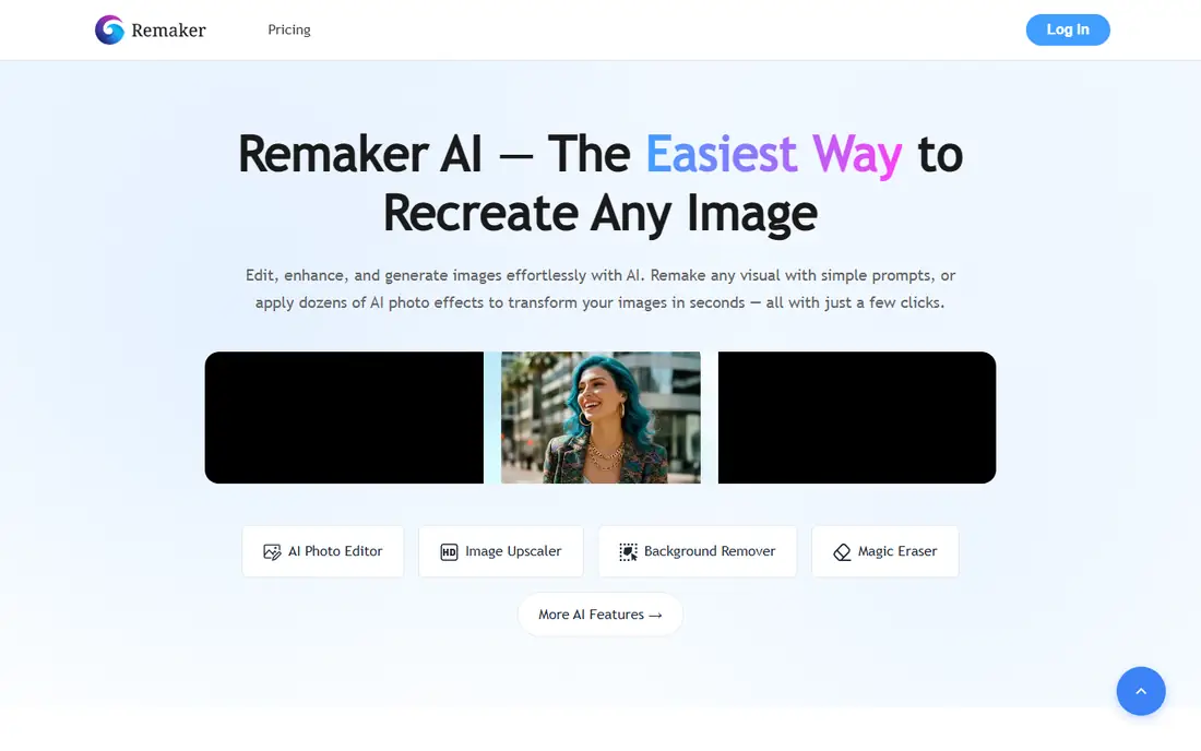 Remaker AI homepage