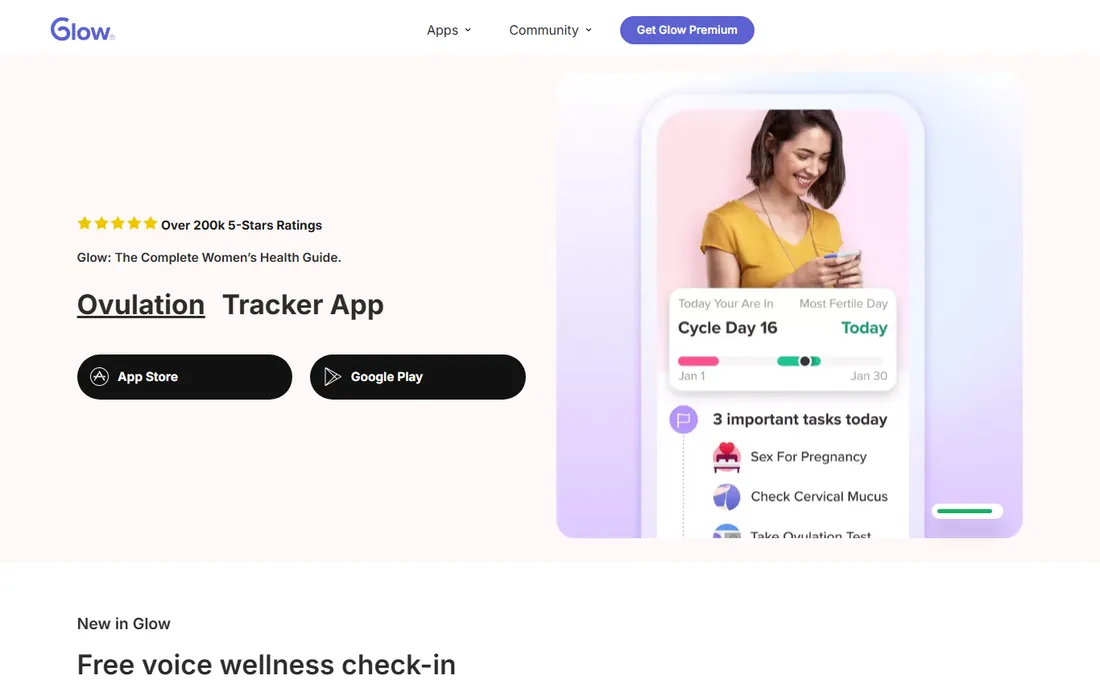 Glow homepage