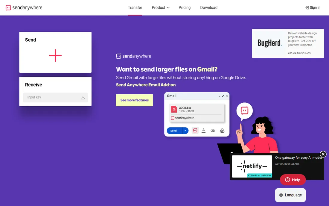 Send Anywhere homepage