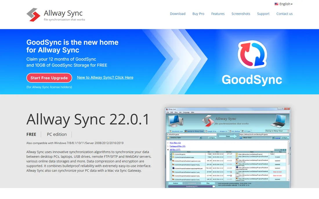 Allway Sync homepage