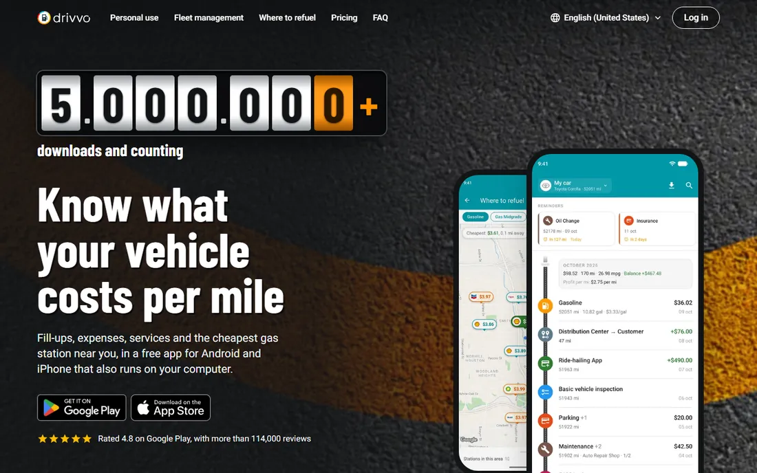 Drivvo homepage