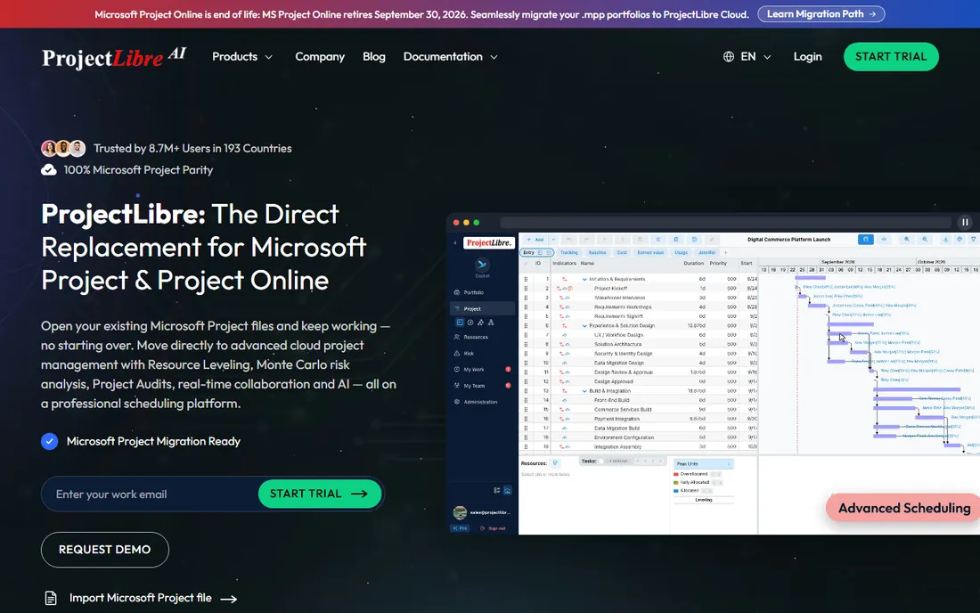 ProjectLibre homepage
