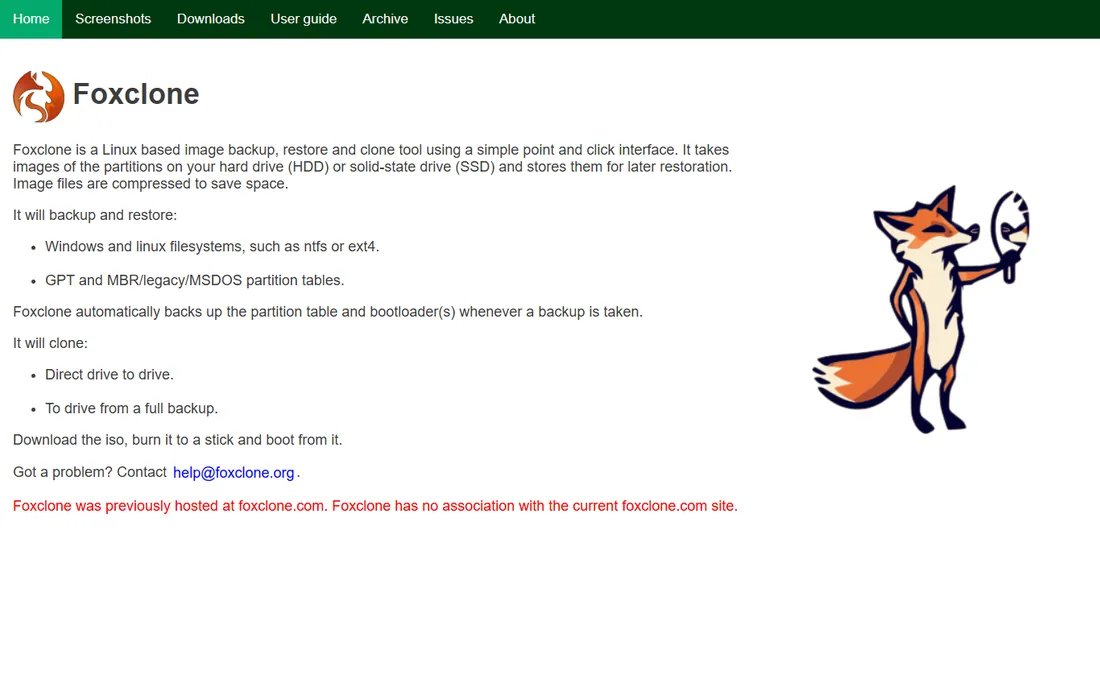 Foxclone homepage