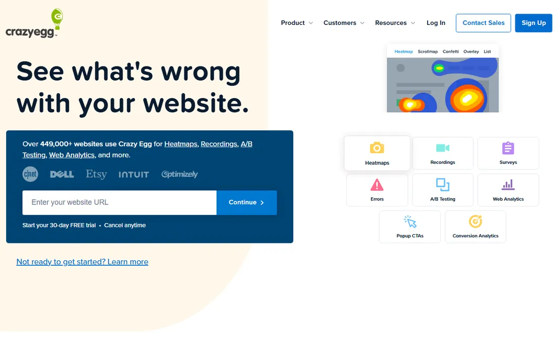 Crazy Egg homepage