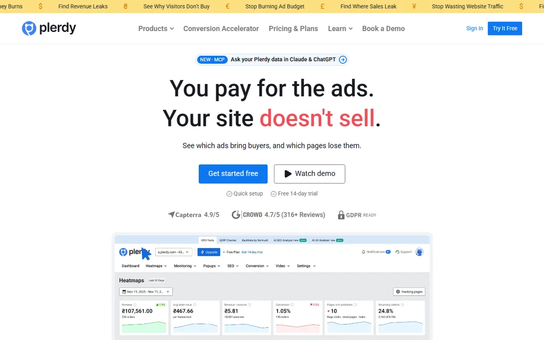Plerdy homepage