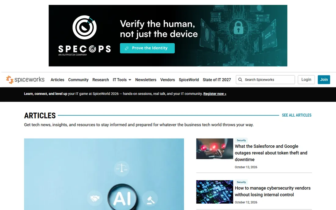 Spiceworks homepage