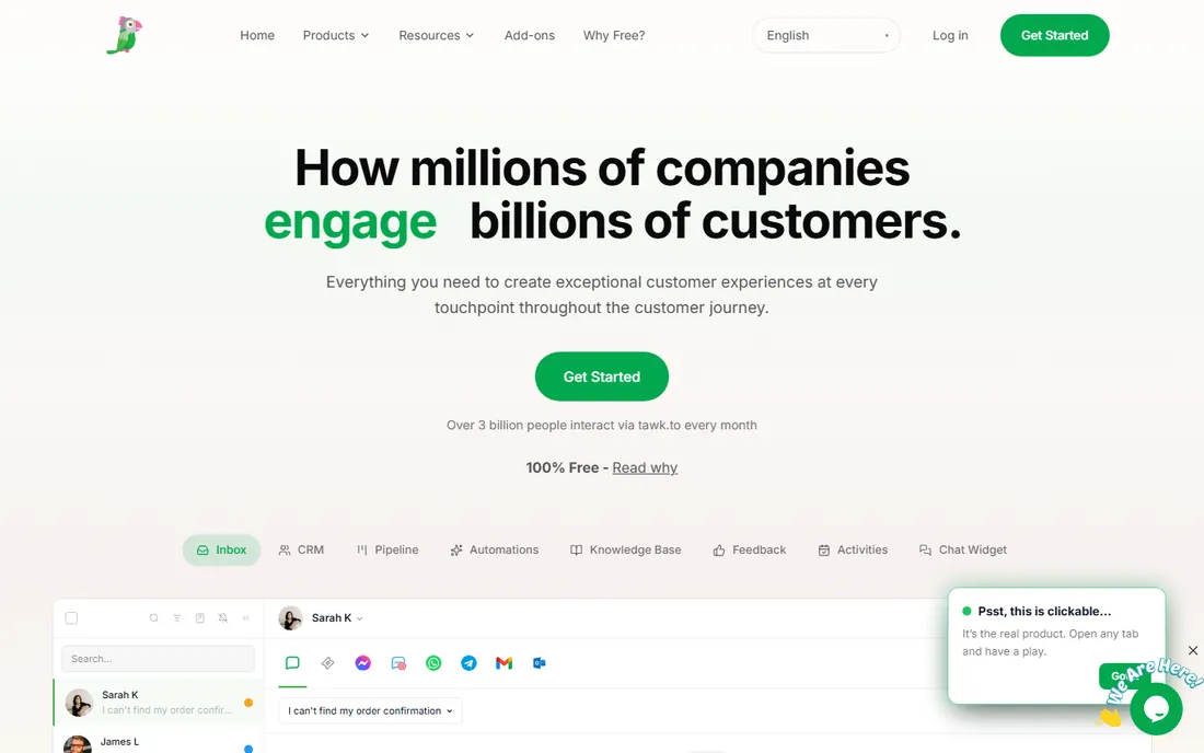 Tawk.to homepage