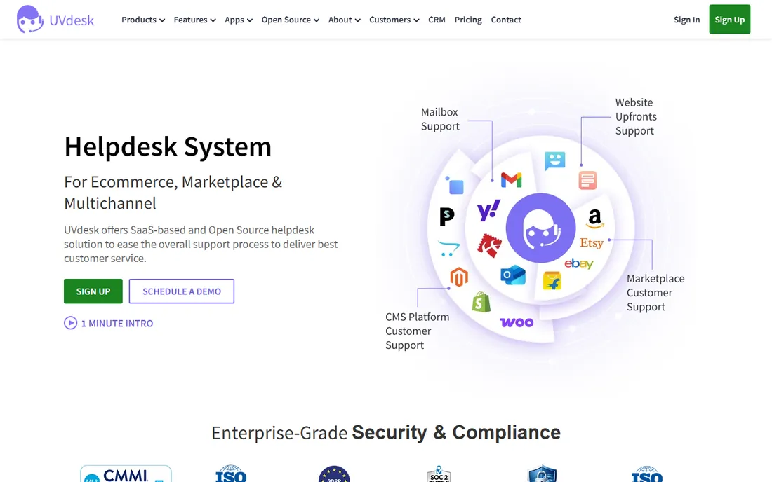 UVdesk homepage