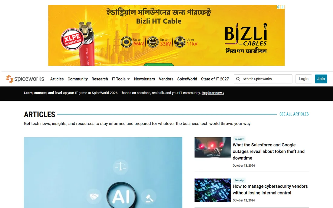 Spiceworks homepage