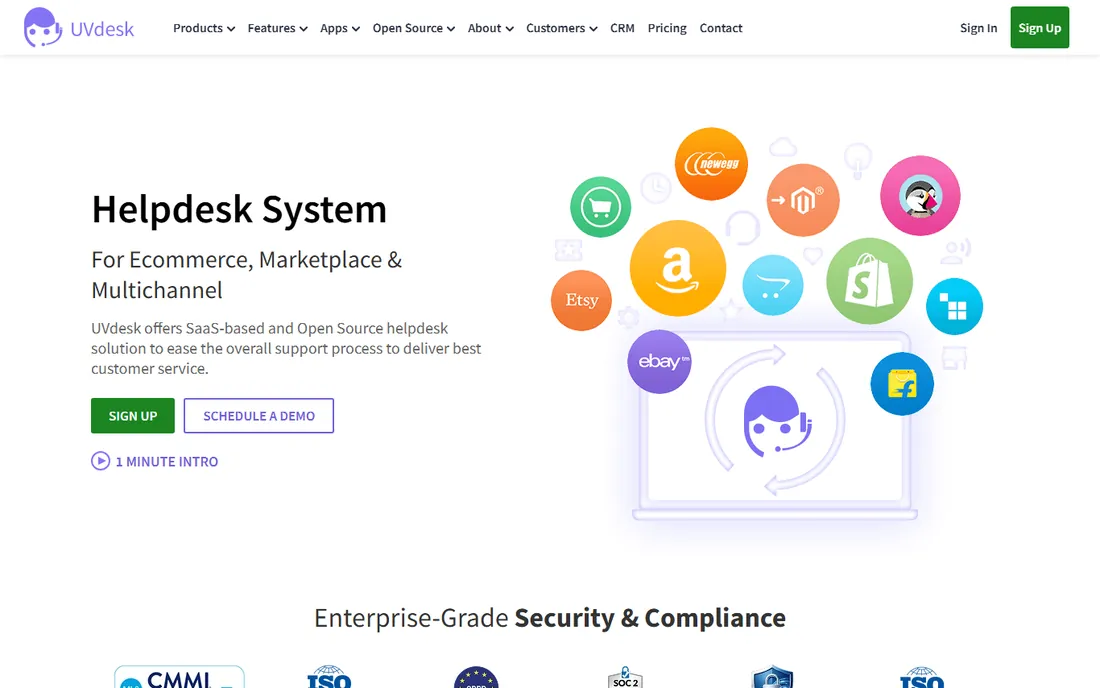 UVdesk homepage