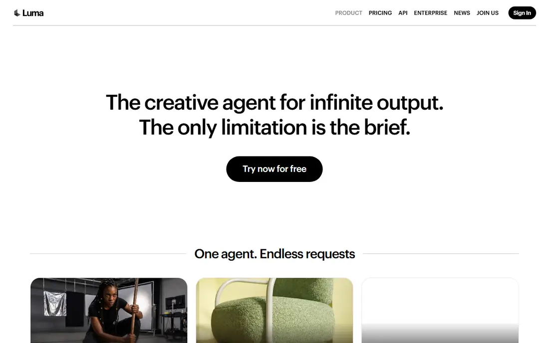 Luma Dream Machine homepage