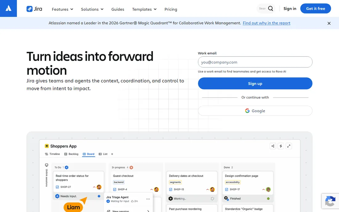 Jira homepage