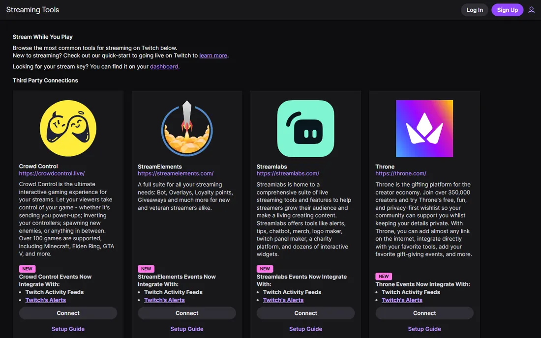 Twitch Studio homepage