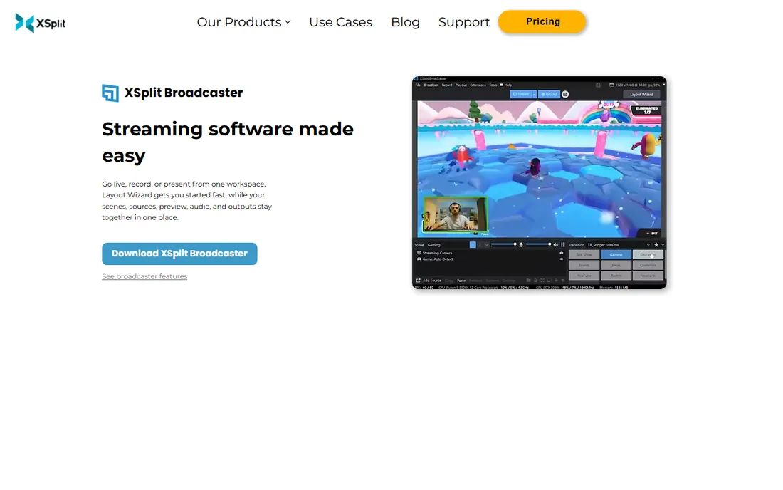 XSplit Broadcaster homepage