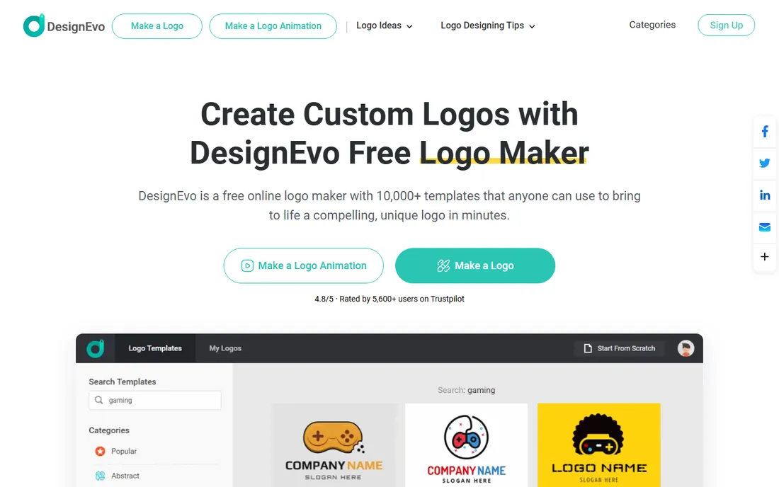 DesignEvo homepage