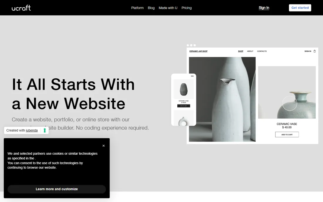 Ucraft homepage