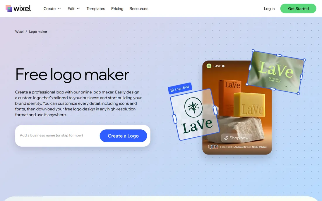 Wix Logo Maker homepage