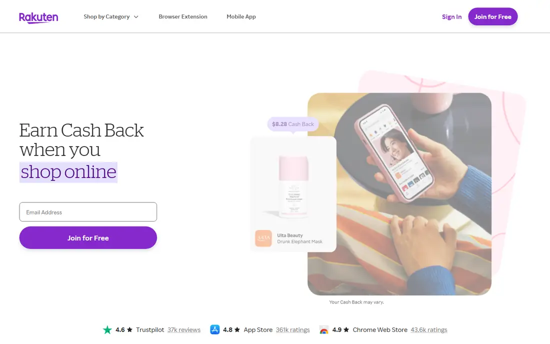 Rakuten homepage