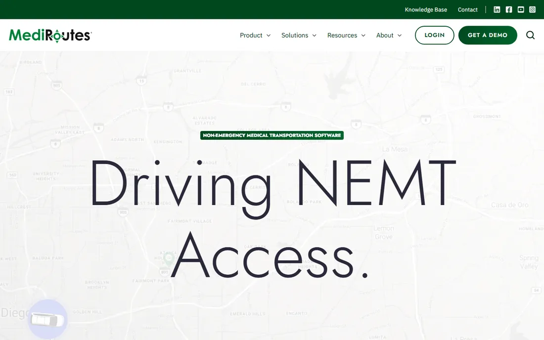 MediRoutes homepage