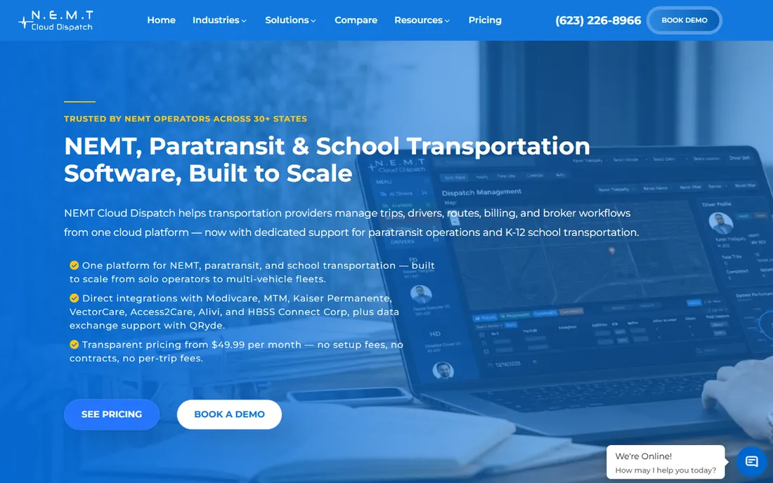 NEMT Cloud Dispatch homepage