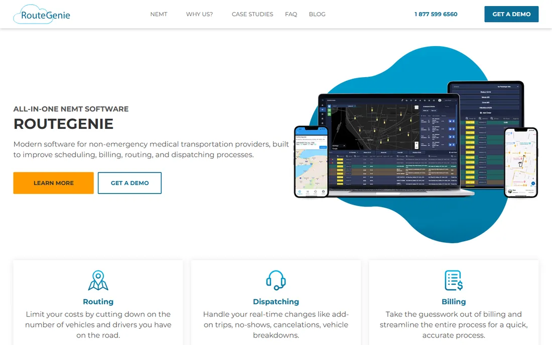 RouteGenie homepage