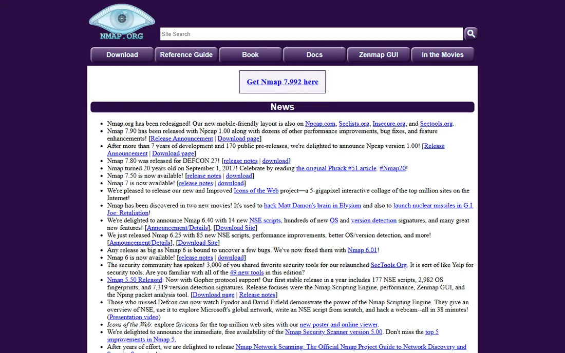Nmap homepage