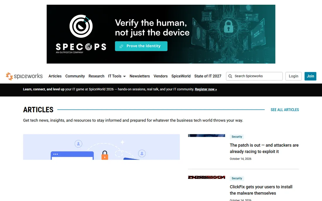 Spiceworks homepage